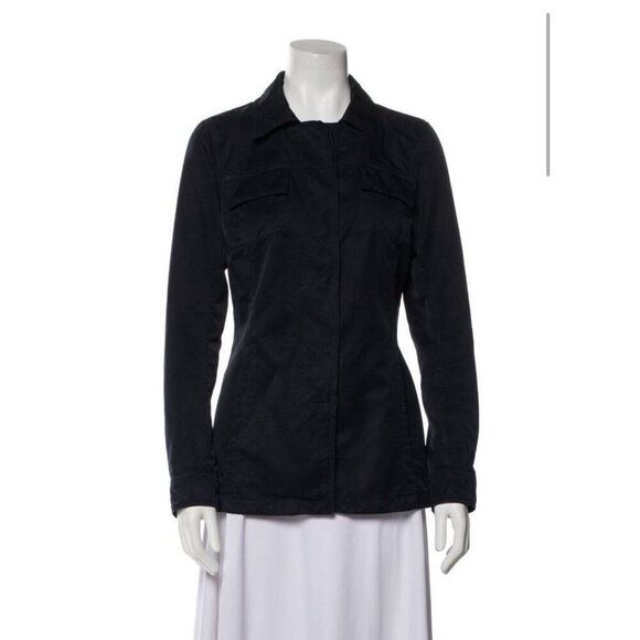 Prada Authentic Solid Dark Blue Long Sleeve Utility Jacket US 6 Small IT 42 - Picture 1 of 11